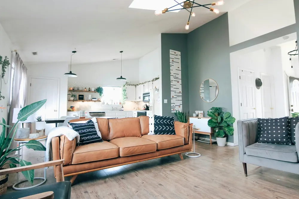 Finished living room interior with freshly painted walls